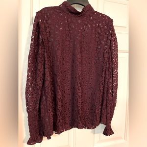 NWT Ann Taylor Burgundy Lace Blouse